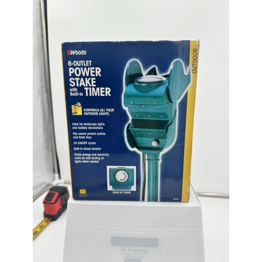 Smart Electrician Power Stake Timer w/ Circuit Breaker | Outdoor Plug-In 125V